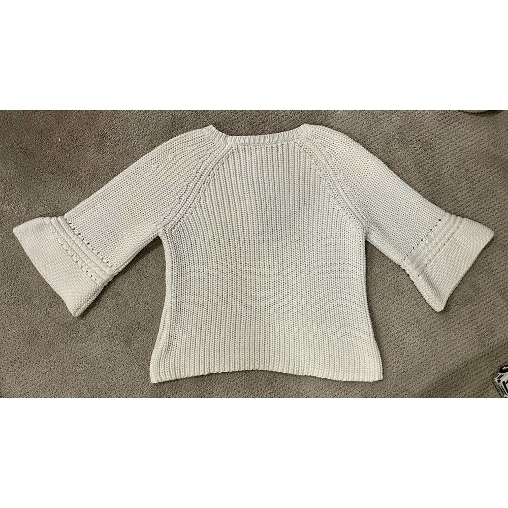 Rosie Neira Adrienne Size M Pullover Knit Chunky Bell Sleeve Sweater Off White